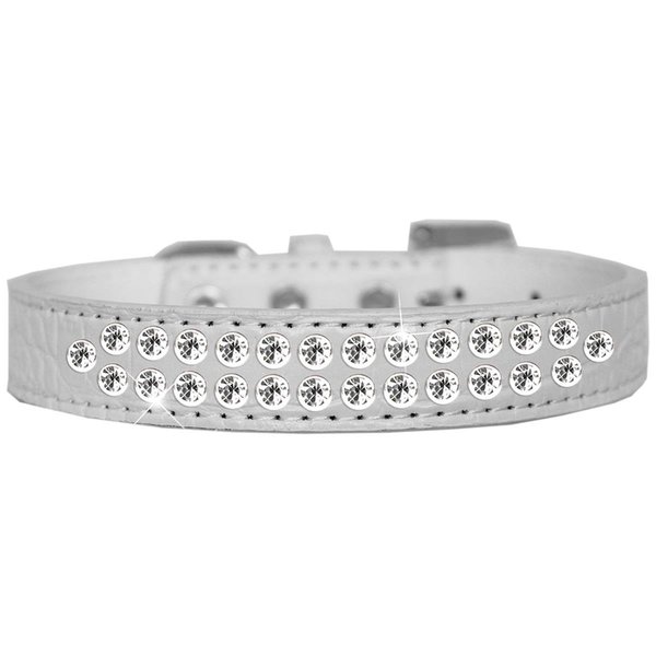 Mirage Pet Products Two Row Clear Jewel Croc Dog CollarWhite Size 20 720-06 WTC20